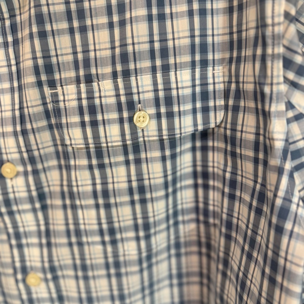 Duluth Trading Mens XL Relaxed Fit Blue Plaid CoolMax Stretch Button Down Shirt - Picture 2 of 9